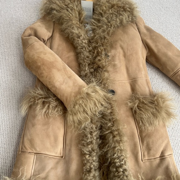 Zara NTW Women's Tan Genuine suede/ Shearling fur Coat - Picture 9 of 12